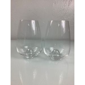 Rosenthal Crystal Signed Studio Line Stemless Wine glasses 22oz Pair EUC